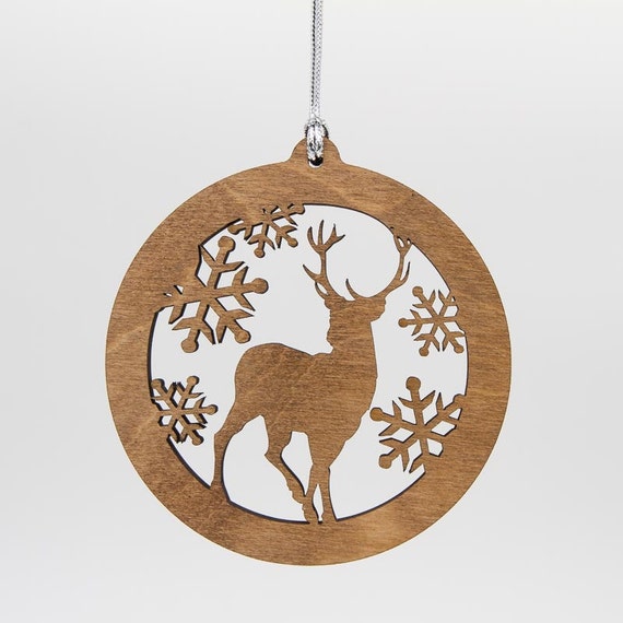 Deer Christmas Wood Ornament Wildlife Silhouette Laser Cut | Etsy