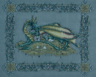 Seasonal Dragons Spring Dragon cross stitch pattern by Patricia Allison DIGITAL DOWNLOAD