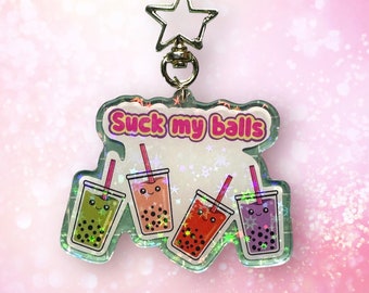 Boba Tea Suck My Balls Keychain