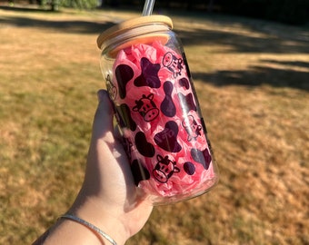 Cute Cow 16oz Glass Can Cup