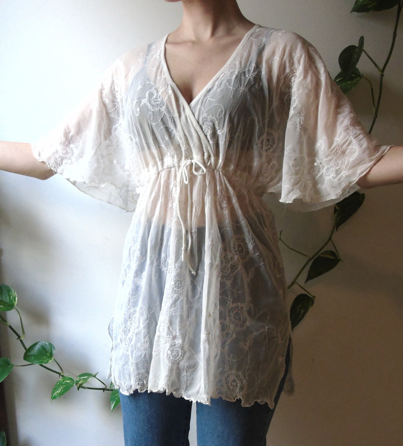 Sheer beach coverup dress Etsy