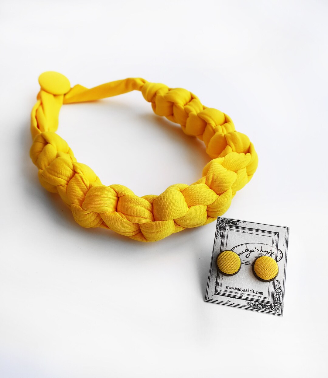 Yellow Necklaces and Earrings, Yellow Jewelry Set, Yellow Leather