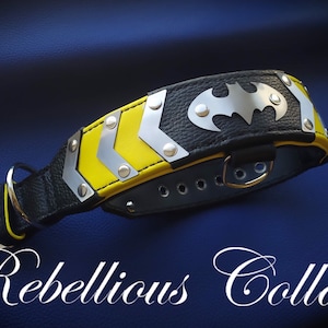 Superhero leather dog collar