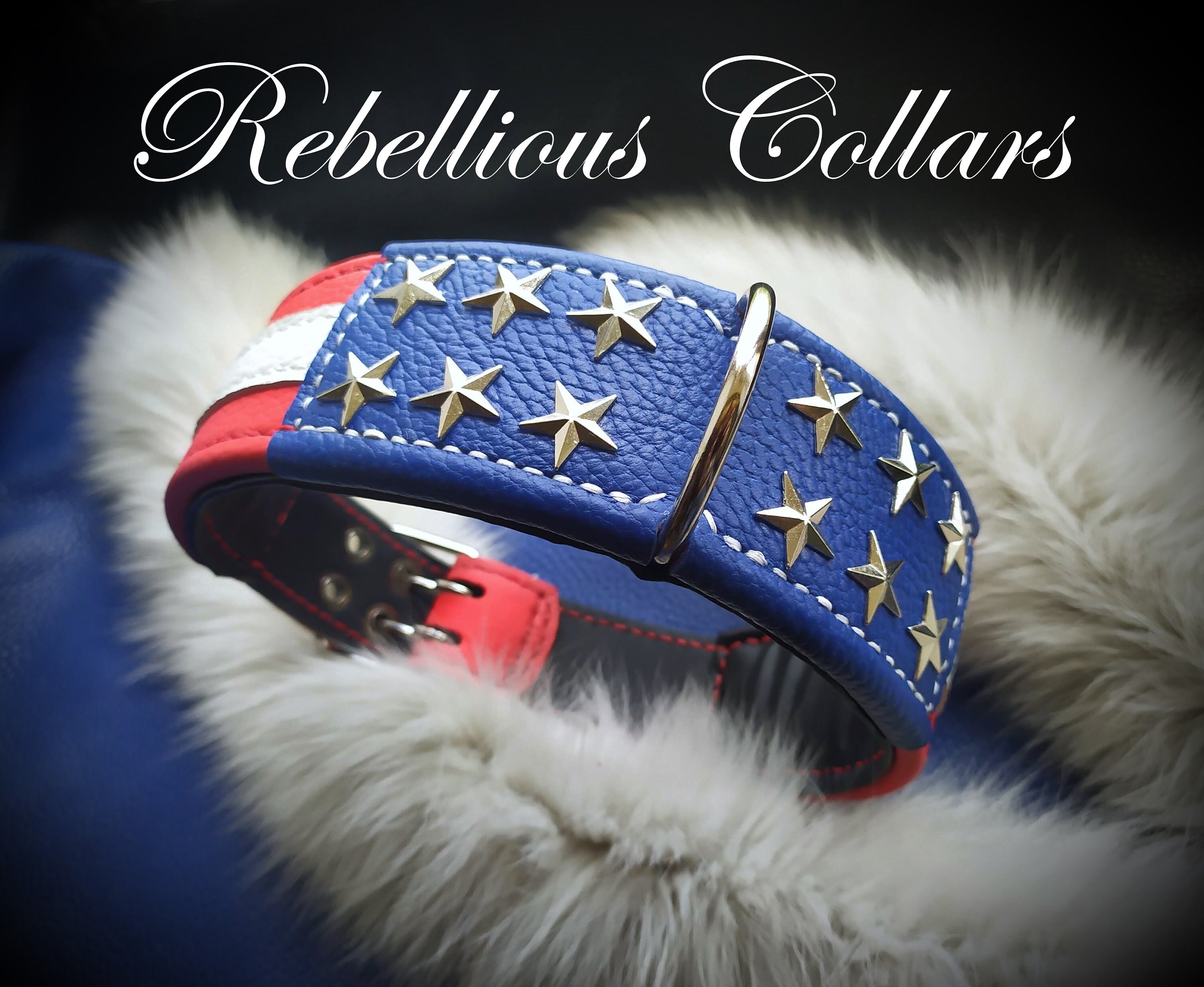 2 Inch Wide American Flag Dog Collar Etsy