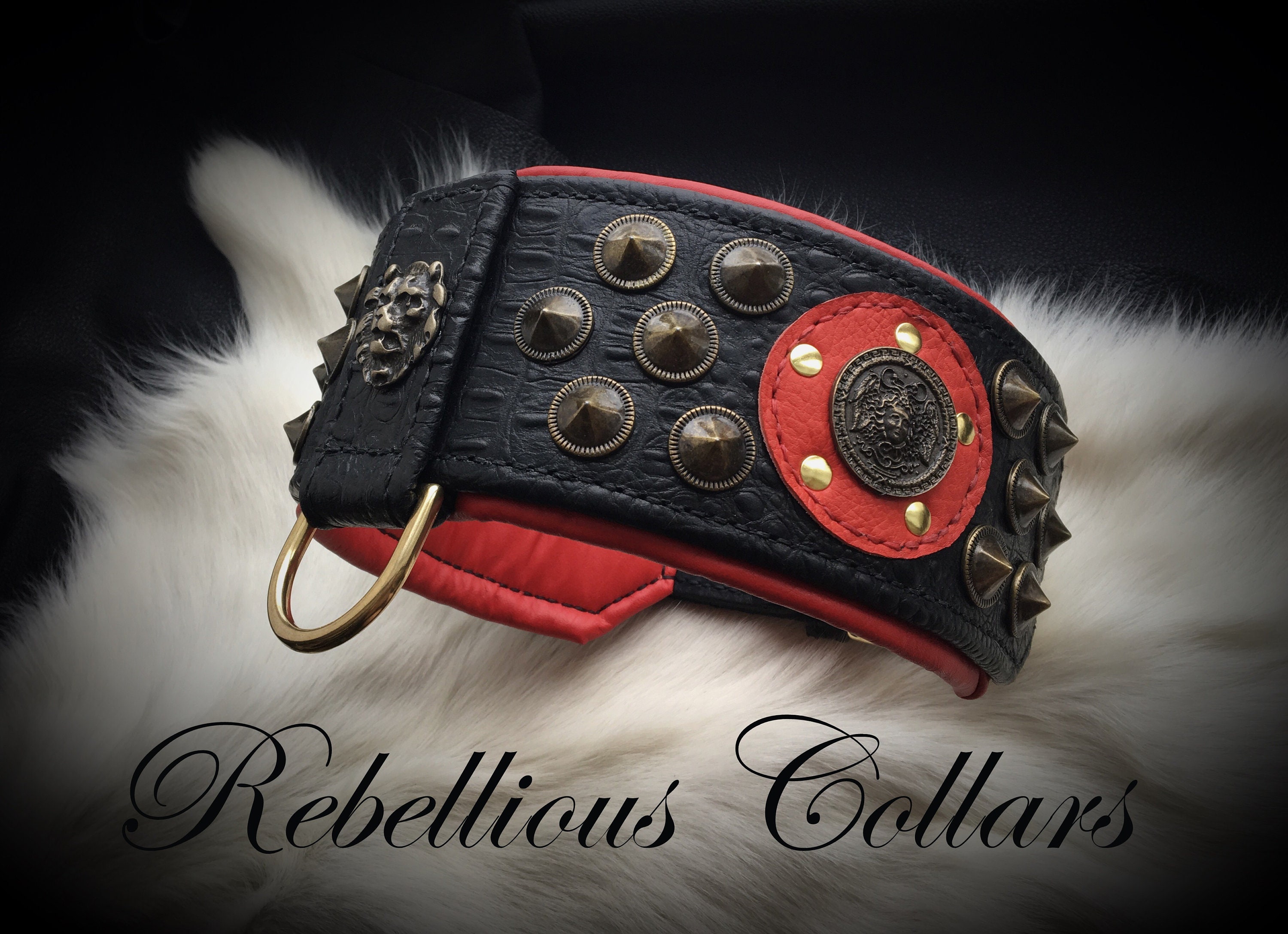 Leather dog collar Greek collar Medusa Etsy