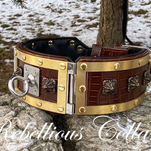 dog collar like antique collar 22.8- 26 inches (58-66cm) crocodile