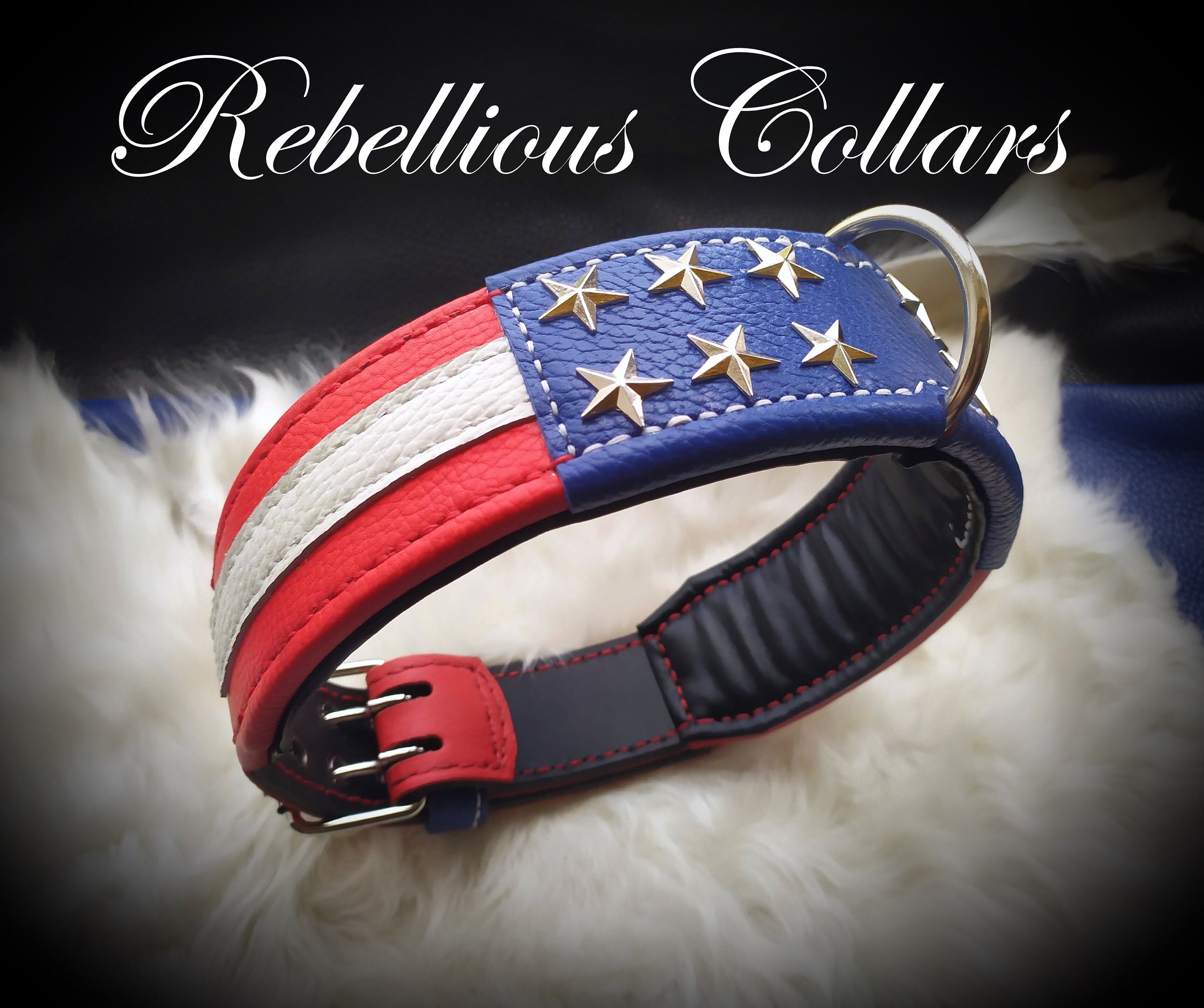 2 Inch Wide American Flag Dog Collar Etsy