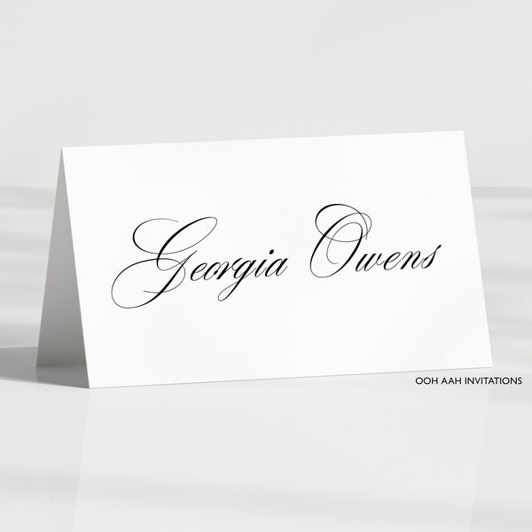 Wedding Place Cards with Names in Elegant Calligraphy | Folded tent cards for wedding reception table