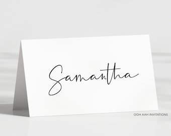 Wedding Place Cards with Names in calligraphy style font | Folded tent cards for wedding reception table