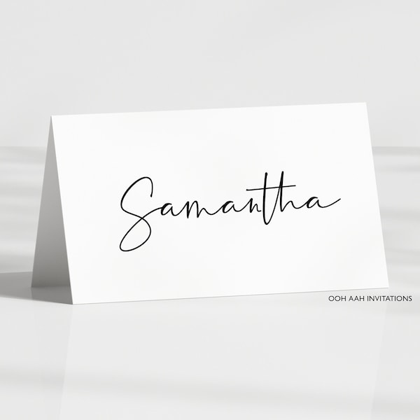 Wedding Place Cards with Names in calligraphy style font | Folded tent cards for wedding reception table