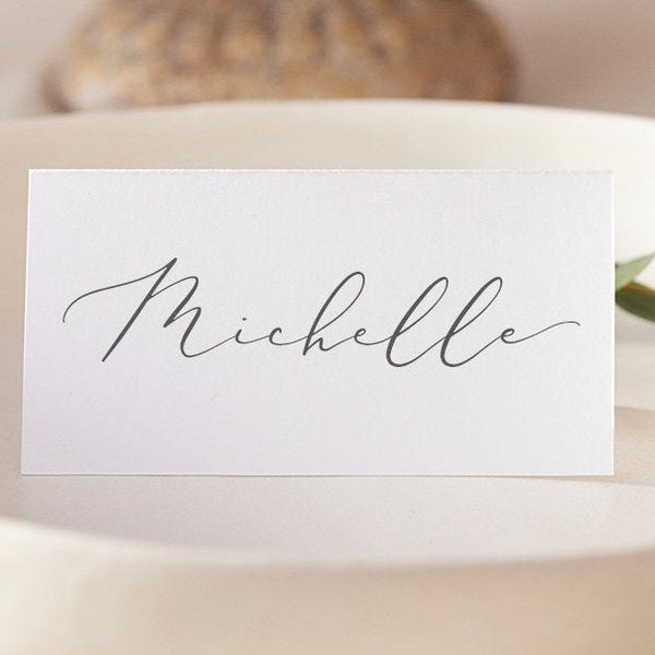 Calligraphy Names on Wedding Place Cards  | Folded tent cards for wedding reception table