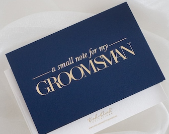 Groomsmen gifts for groomsman thank you gift l Navy and gold foil groomsmen thank you card for wedding
