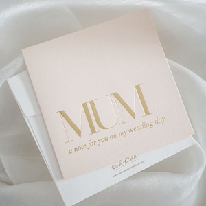 Tarjeta para regalo de la madre de la novia, tarjeta con lámina dorada MUM, para mi mamá en el día de mi boda, regalo para la madre de la novia y el novio, tarjeta de recuerdo de boda