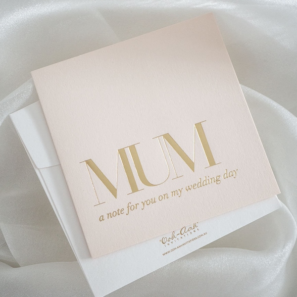 Card for mother of the bride gift, MUM gold foil, To my Mum on my Wedding Day card, mother of the bride and groom gift wedding Keepsake card