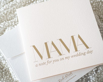 Luxury Wedding Card for Mother of the Bride, To my mom on my Wedding Day, Gift for mother of the bride from daughter, MAMA Gold on blush