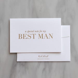 Carte de remerciement témoin en blanc et papier doré | Cartes-cadeaux pour garçons d'honneur