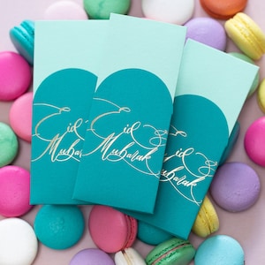 Eid Mubarak MONEY ENVELOPES for Eid al Fitr gifts, Eid Envelopes, Green & Mint with Gold foil *NEW*