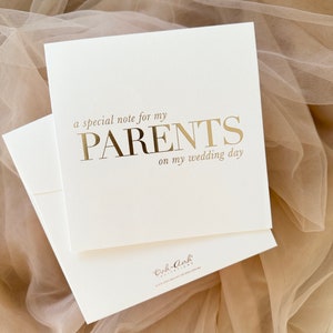 An meine Eltern auf meiner Hochzeitskarte, Eltern der Braut Geschenk von der Braut, Hochzeitskarte Geschenkideen, Hochzeit Dankeskarte Gold