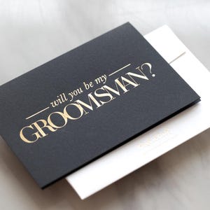 EN STOCK - Carte de proposition de garçon d'honneur imprimée en noir et métal doré | Serez-vous mon garçon d'honneur carte | Cartes-cadeaux pour garçons d'honneur