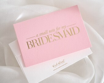 Elegant Thank You Bridesmaid Card | To my Bridesmaids Card for wedding party thank you gift | Pink card with gold foil