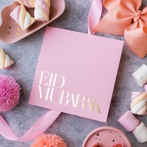Cartão de luxo Eid Mubarak para presentes e cestas de Eid, cartões de felicitações islâmicos muçulmanos para Eid al Adha com folha de ouro, compra de cartão único