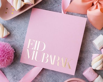 Luksusowa karta Eid Mubarak na prezenty Eid i kosze Eid, muzułmańskie islamskie karty okolicznościowe na Eid al-Adha ze złotą folią, zakup pojedynczej karty