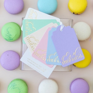 Etiquetas de presente para Eid com Eid Mubarak em folha de ouro, etiquetas de Eid para cestas de Eid, presentes islâmicos para crianças, pacote de 6 cores pastel variadas