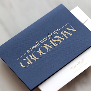 Carte de remerciement de garçon d'honneur en bleu marine et feuille d'or l Carte de remerciement de garçon d'honneur pour mariage