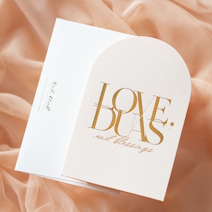 Cartão islâmico de luxo - amor Dua e bênçãos l blush claro com folha de ouro | Cartões para presentes islâmicos