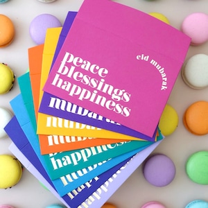NEW Luxury Eid Mubarak MONEY ENVELOPES for Eid al Fitr gifts, Eid Envelopes, 8 assorted colours with gold foil