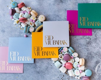 Eid Mubarak Karten 8er Pack Goldfolie Mischfarben, Luxus Eid Karten für Eid Geschenke, Muslimische Karten für Eid Korb und Islamische Grußkarte