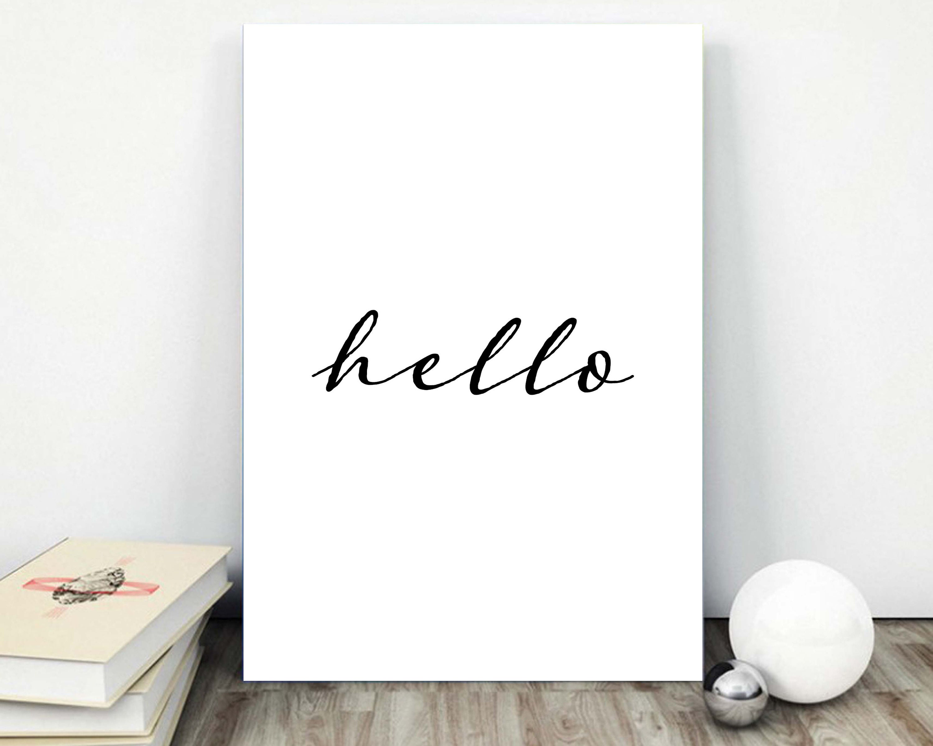 Hello typography print hello wall art guest room wall decor Etsy