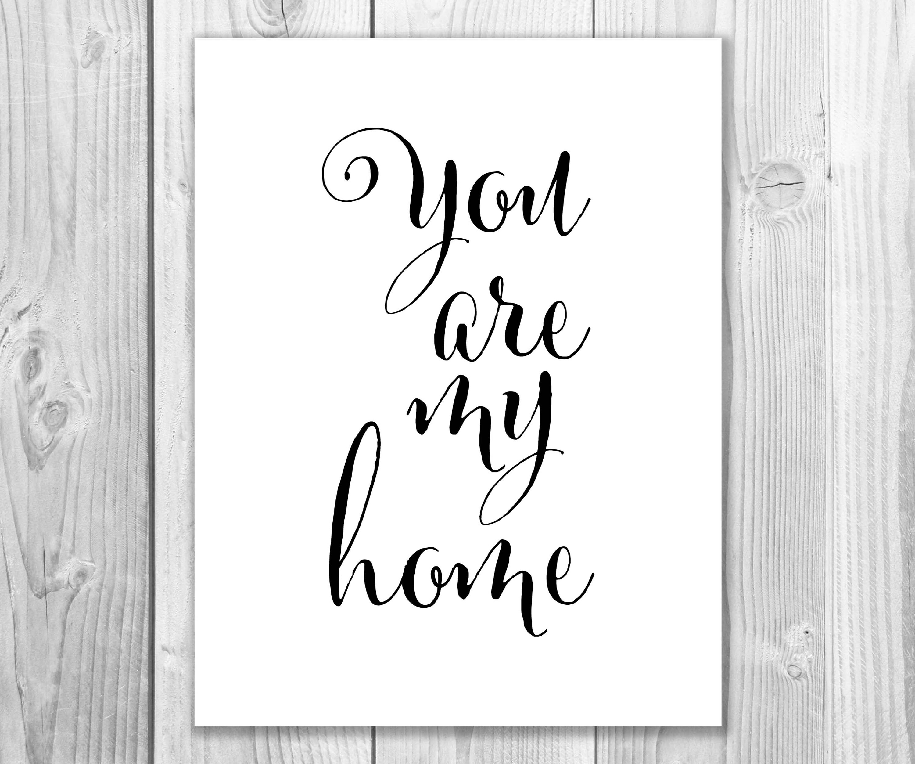 You are my home print romantic love quote poster wedding Etsy