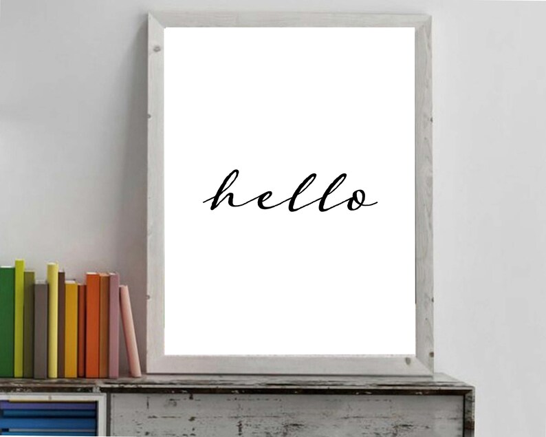 Hello typography print hello wall art guest room wall decor Etsy