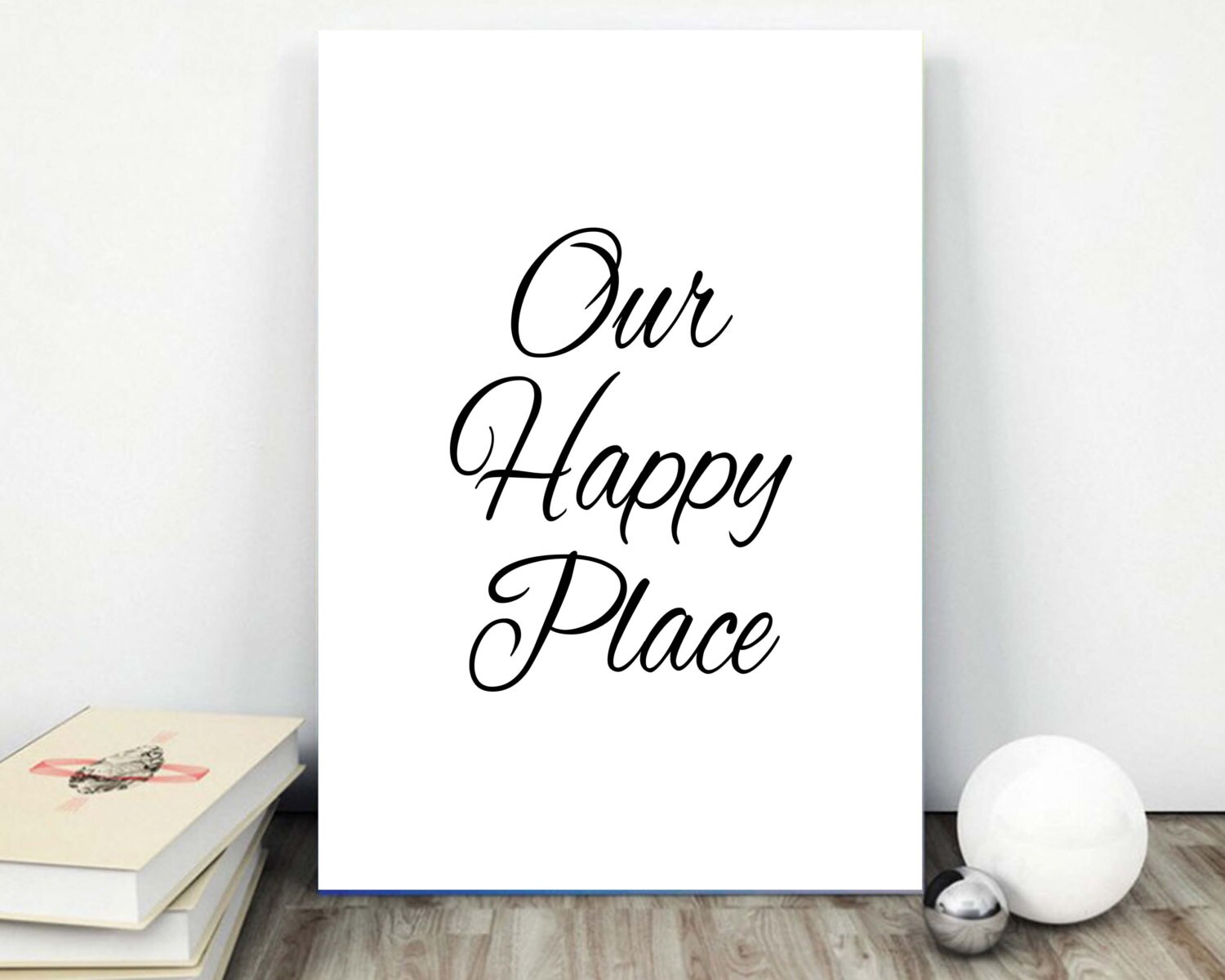 Our happy place sign home quote wall art living room print Etsy