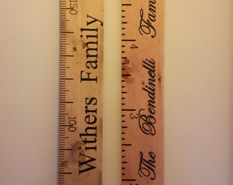 Wood burned Imperial and Metric Growth Chart/Rule