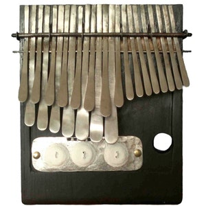 Large Mbira in G Tuning 23 keys - Black & White Version - Zimbabwean Lamellophone, African Instrument, Thumb Piano