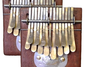 Pakket 2 x Afrikaanse Kalimba's in C Handgemaakt Afrikaans Instrument met 15 toetsen | GRATIS Bag | Duim Piano, Nyunga Nyunga, Afrikaanse Lamellofoon