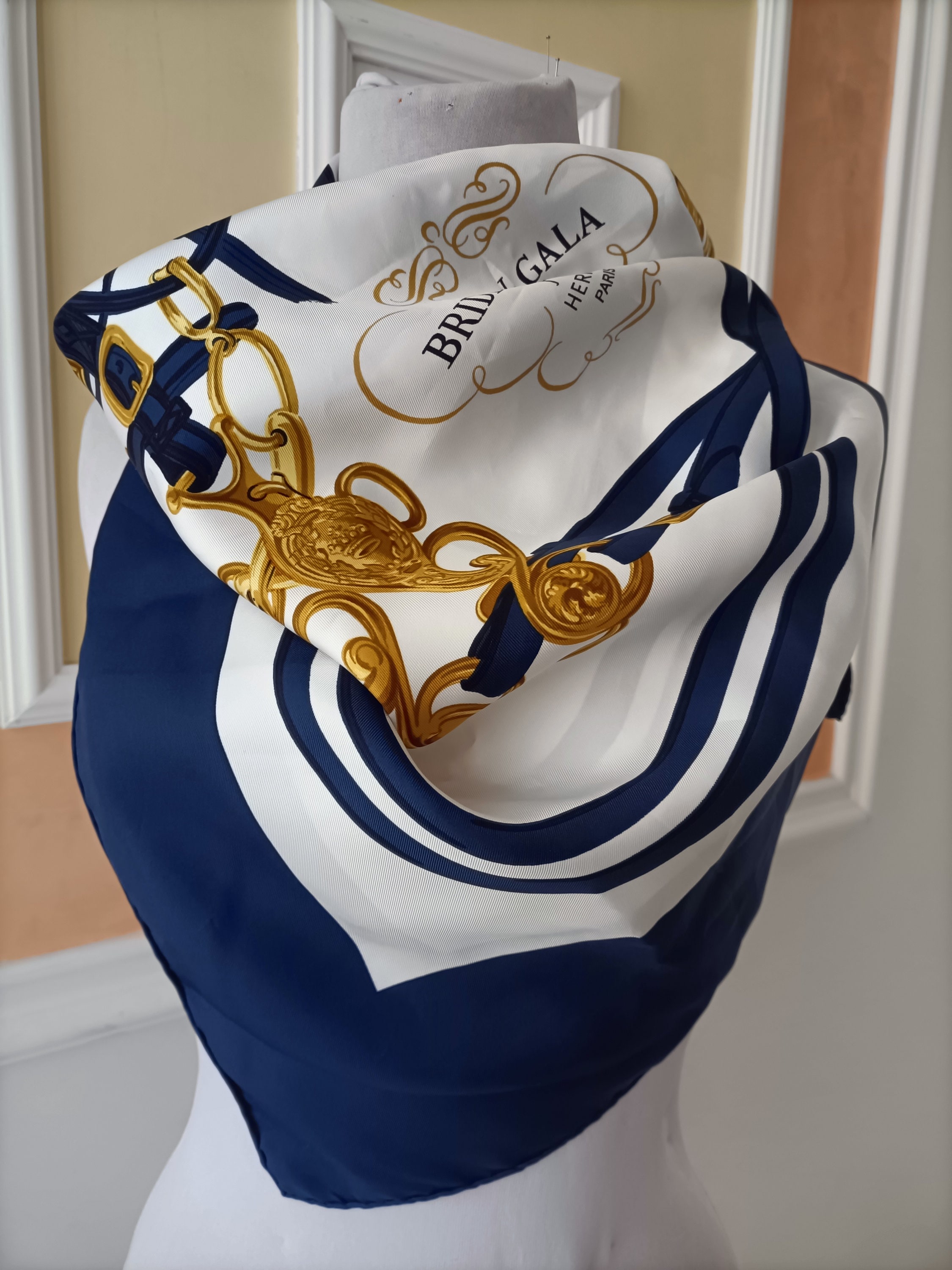 Bleu Bride De Gala Hermes Foulard Carré Soie Brides De Gala Hermès