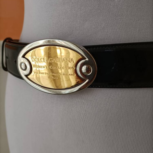 Dolce & Gabbana glossy black leather belt