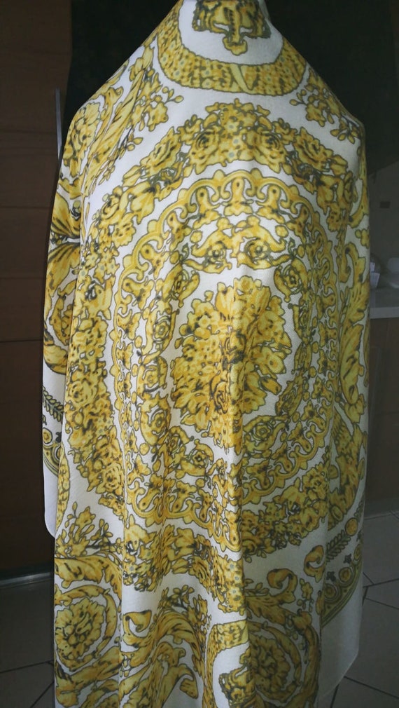 Shawl Big Versace scarf wool and silk