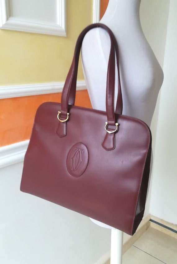 Must de Cartier bolso de piel vintage burdeos | Etsy España