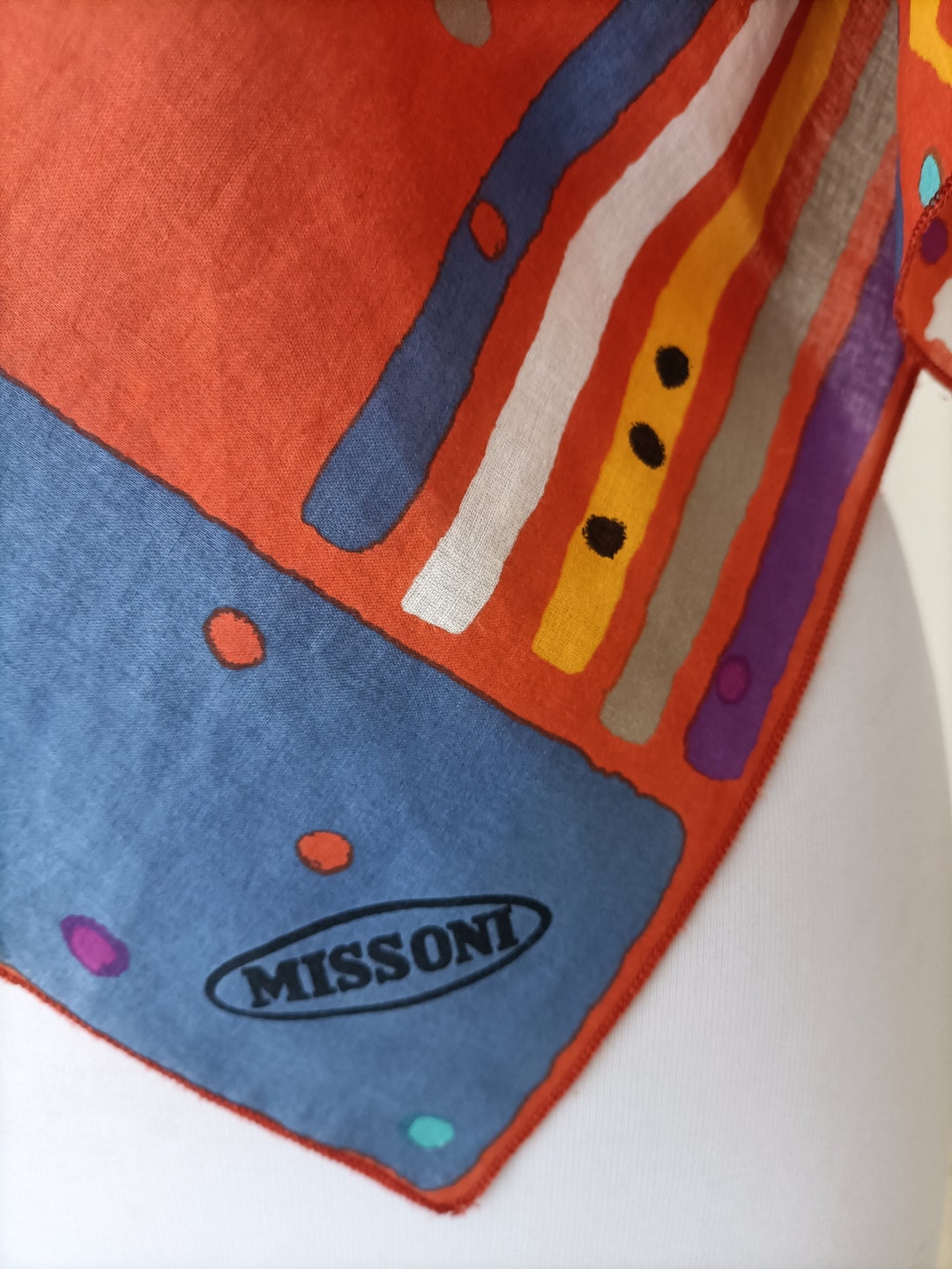 Châle Missoni Vintage En Soie - Dimensions 140x140 Cm, Noir, Style Bohème
