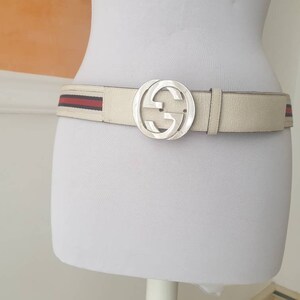 Gucci lederen riem en crème canvas. | Etsy België