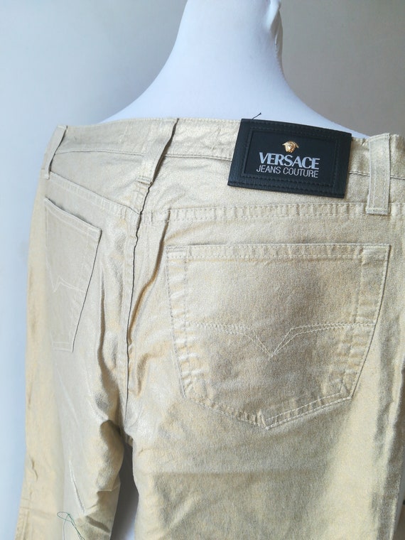 Versace vintage gold trousers woman - image 3