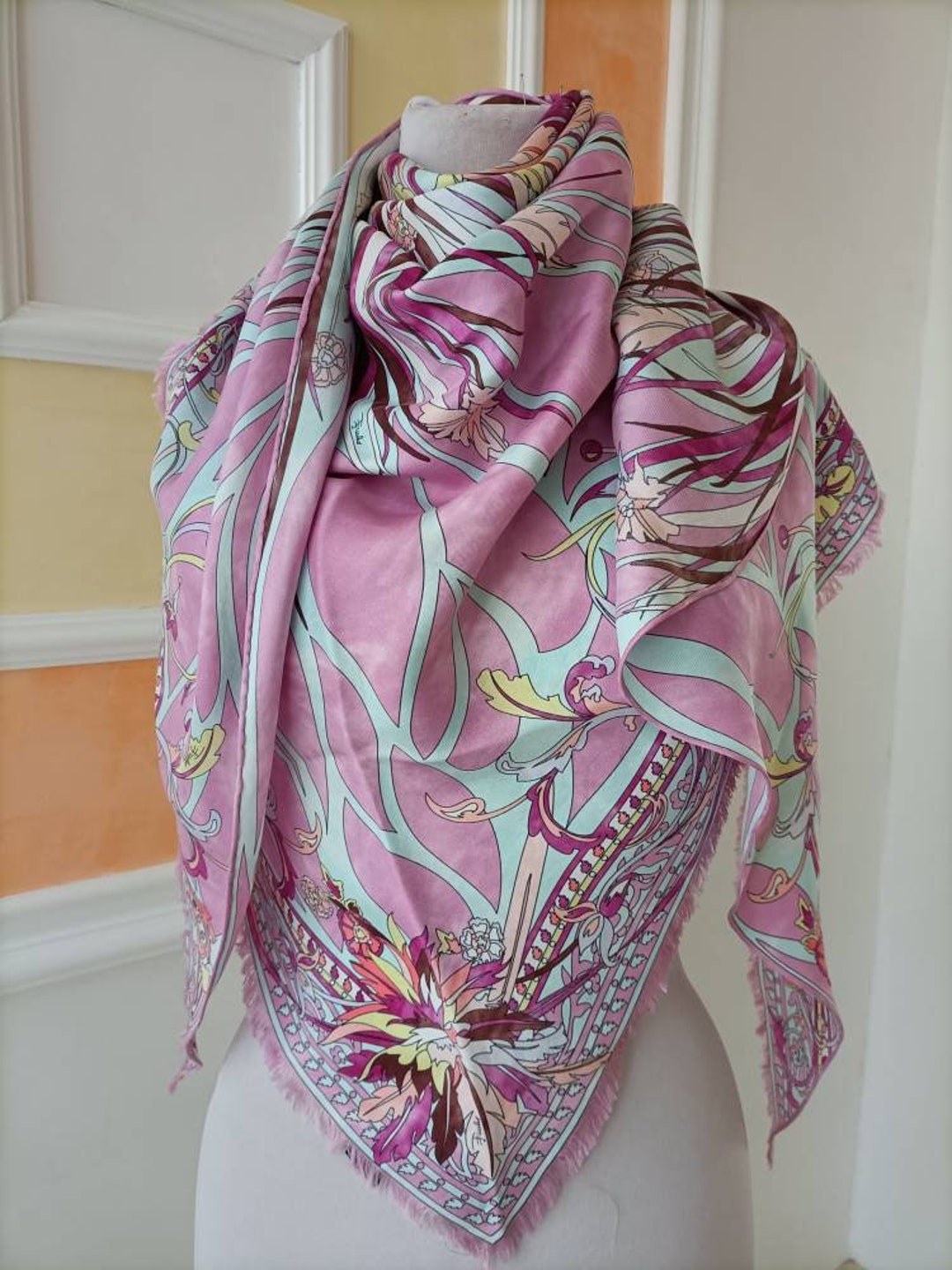 Emilio Pucci Multicolored Silk Scarf. Etsy
