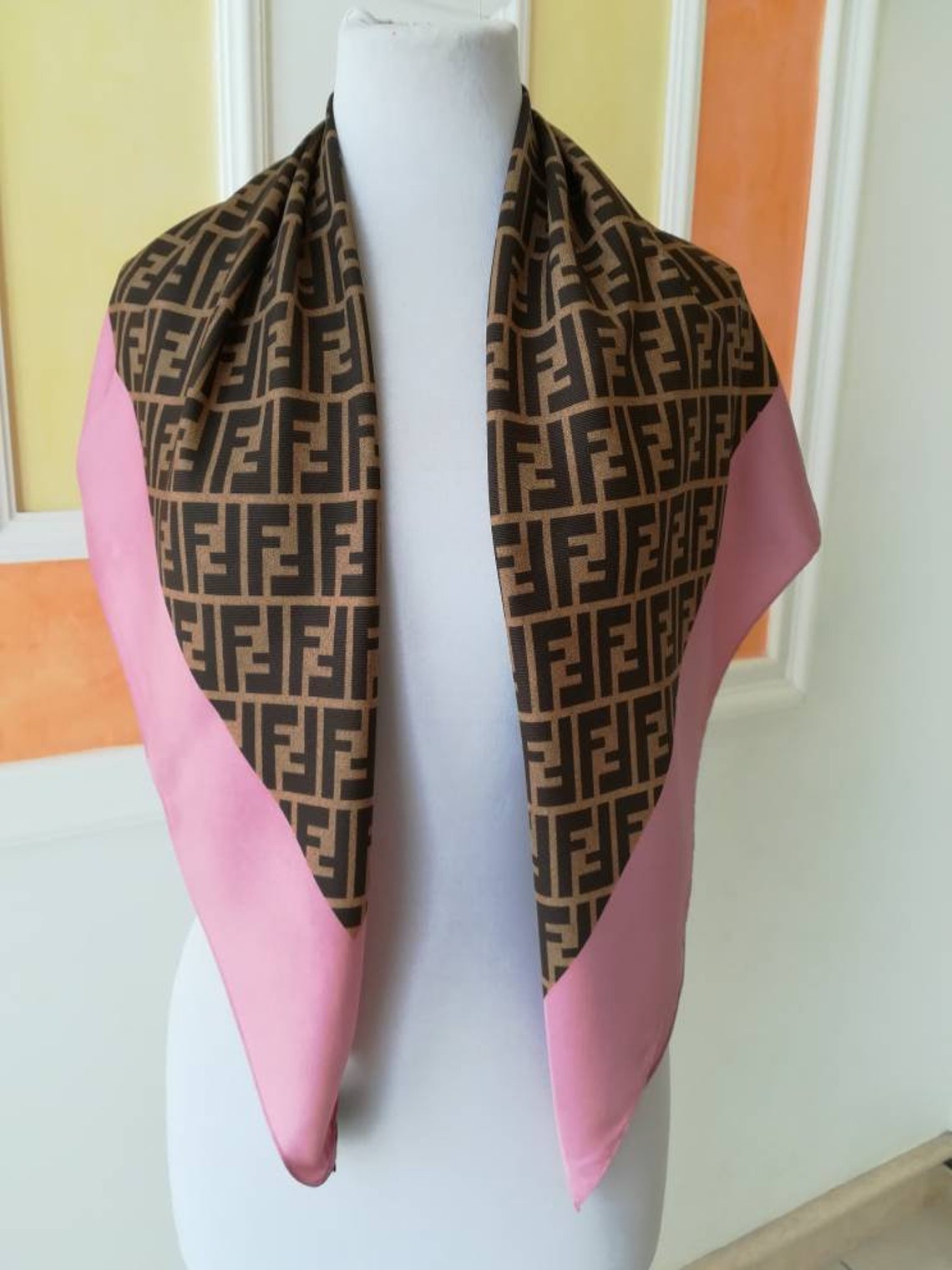 Vintage fendi heavy silk woman scarf. | Etsy
