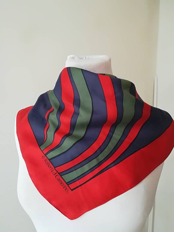 Foulard Vintage ROBERTA DI CAMERINO En Soie 100% - Dimensions 85x86 Cm, Multicolore, Occasion