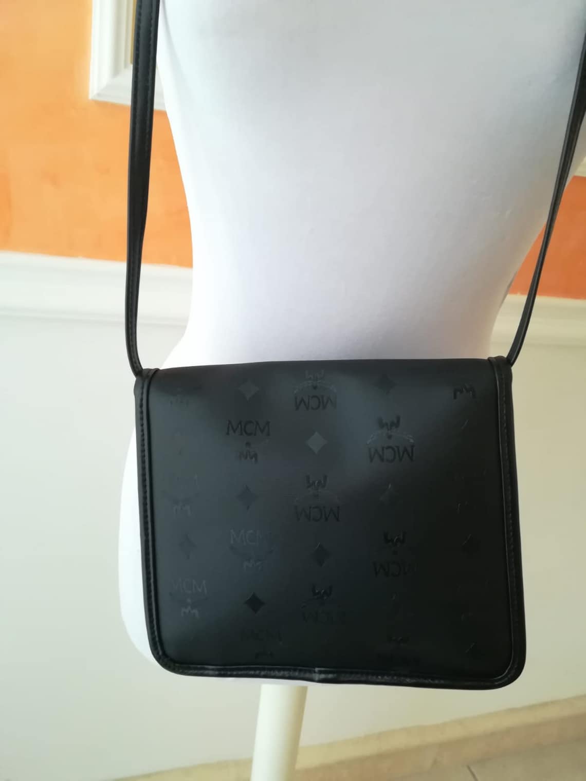 Vintage MCM shoulder bag black canvas and leather. Etsy