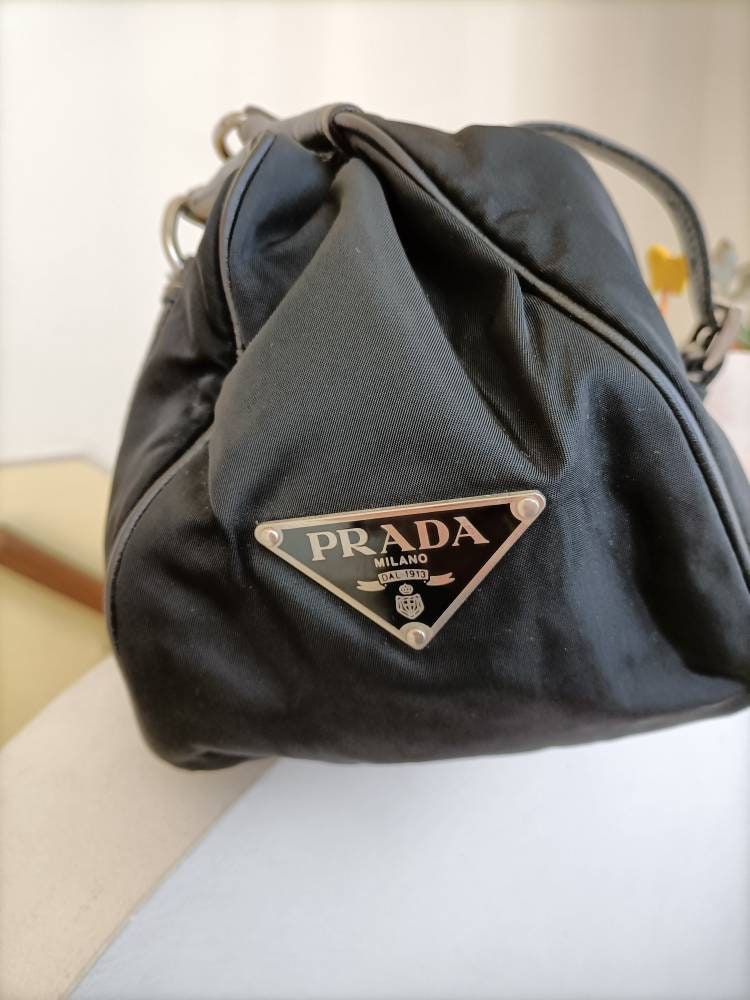 Prada Bauletto Recycled Nylon Shoulder Bag in Black